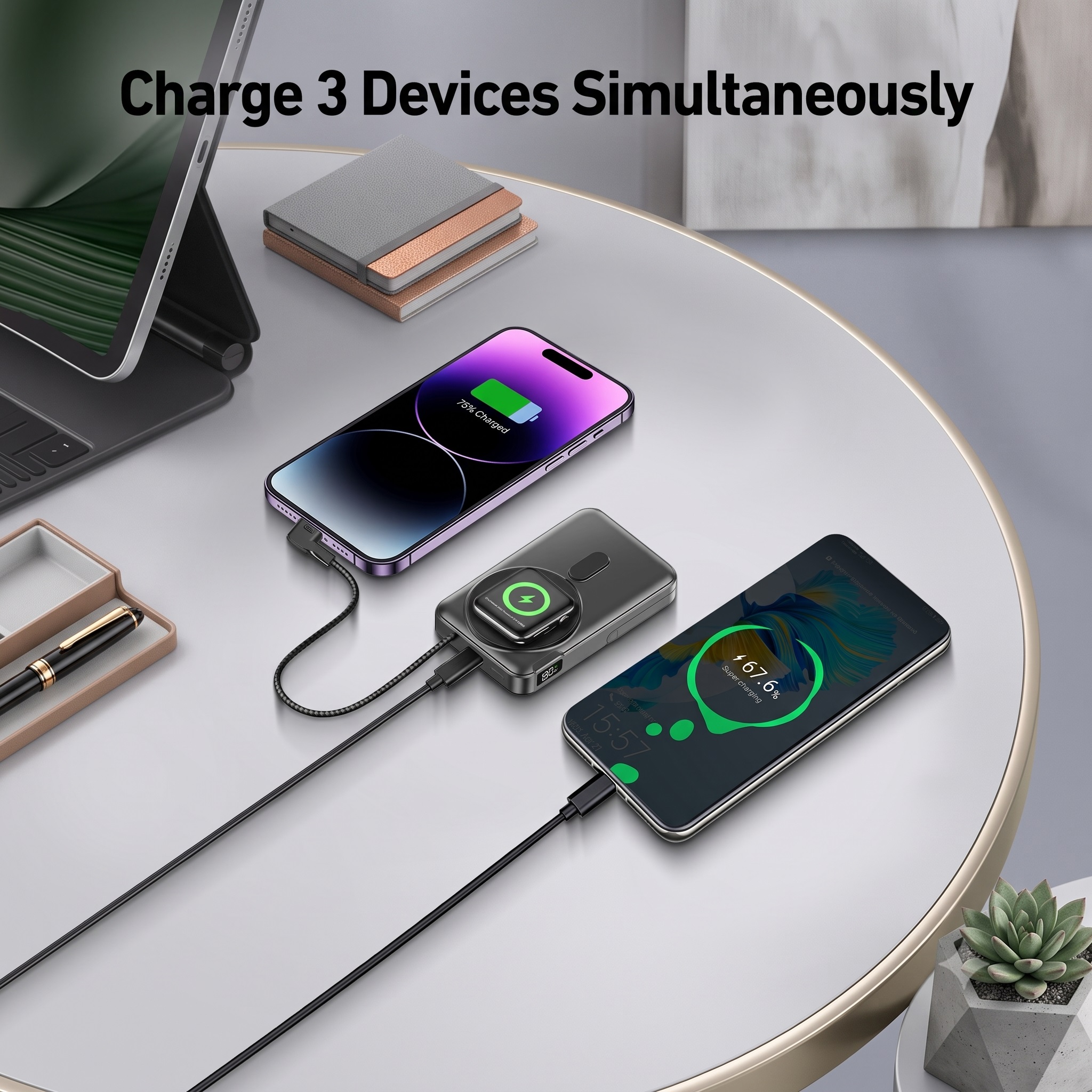10000mAh 3-in-1 Magnetic Portable Power Bank