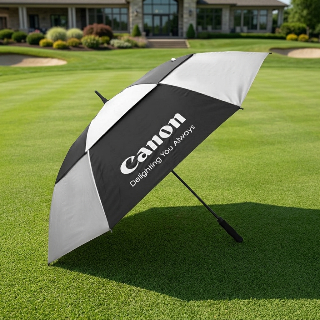 Canon Professional Golf Umbrella | Black & Silver Alternating Design