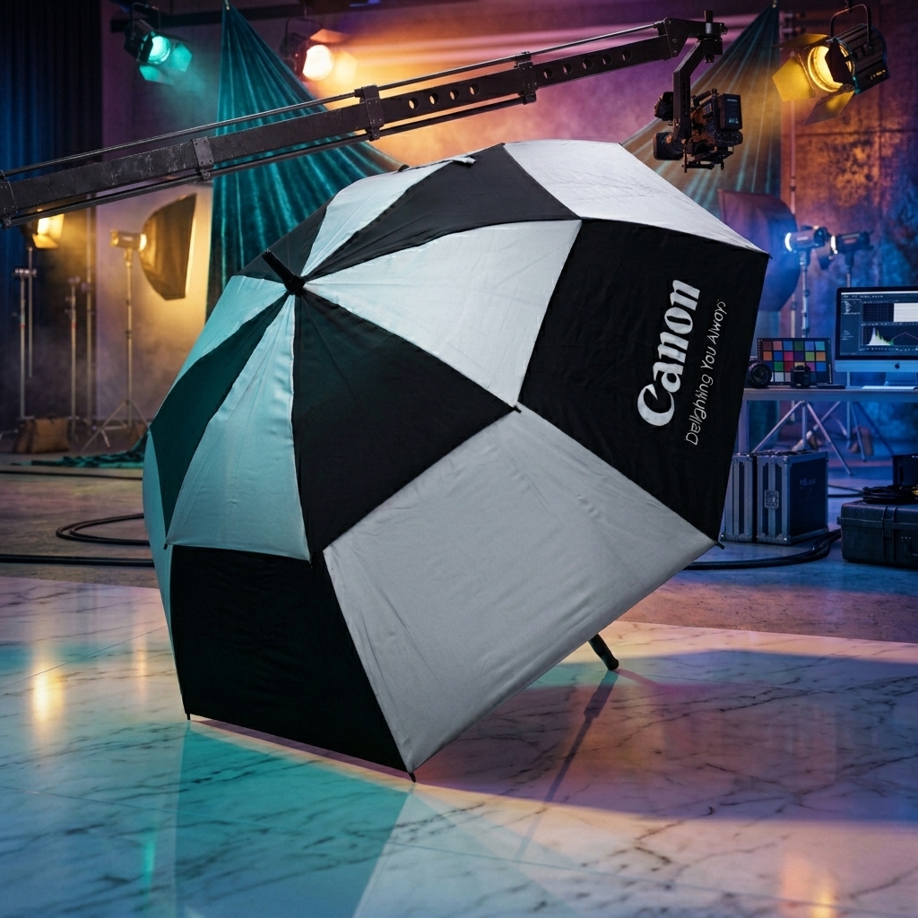 Canon Professional Golf Umbrella | Black & Silver Alternating Design