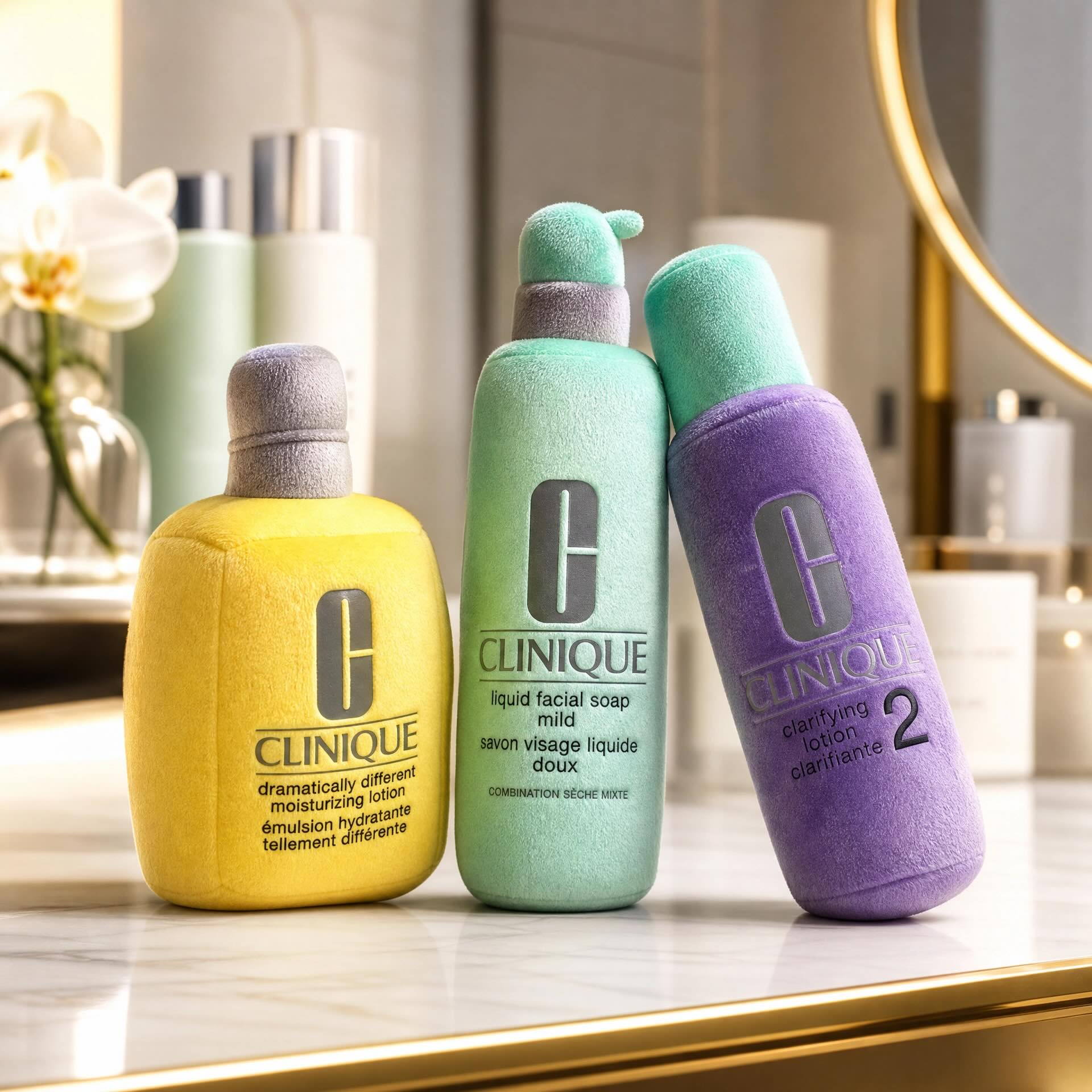 Clinique 'Skincare Trio' Customized Cosmetic Shape Plush Case Study