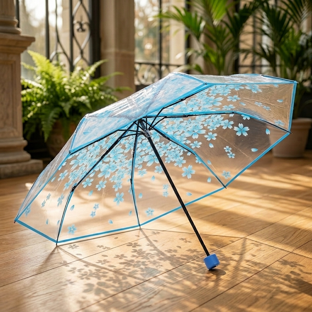 可摺疊 POE 透明雨傘（美妝及健康品牌示例）| 邊框與印刷自訂選項
