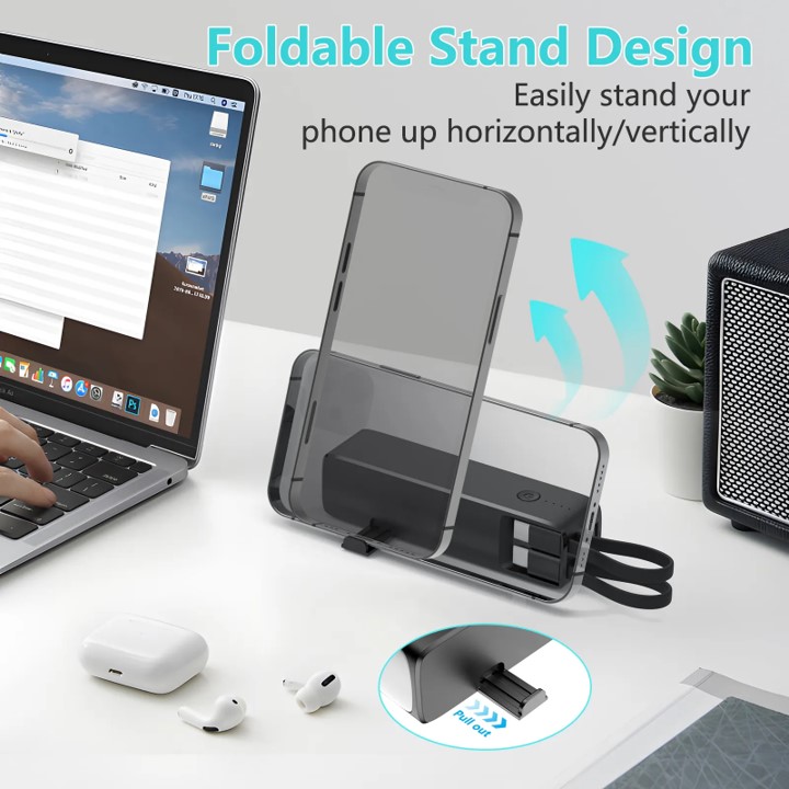 Flashlight with Mini Portable Power Bank (B/W)