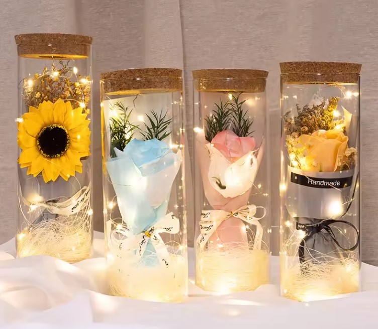 Eternal Flower with Light Glass Tube