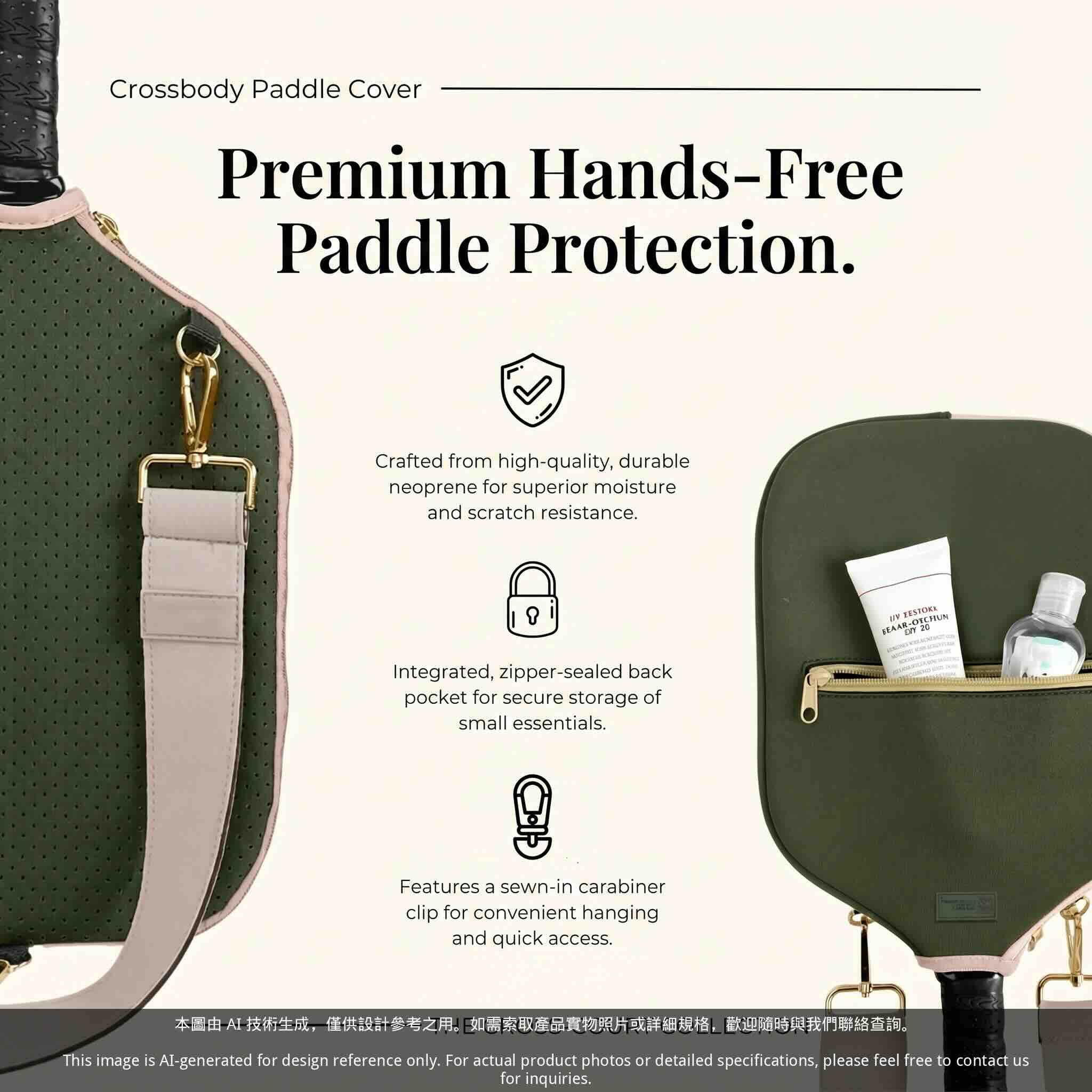 Professional Neoprene Pickleball Paddle Crossbody Sleeve