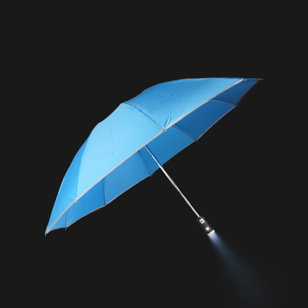 3 Folding Reverse Invert Auto Compact Umbrella with LED handle | Reverse-Invert Auto 3-Fold for Automotive & EV Events