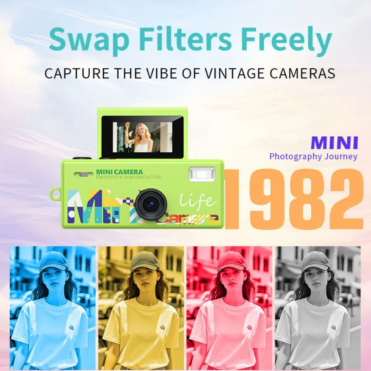 Flip-Screen Mini Camera (Custom Logo, 64G Option)