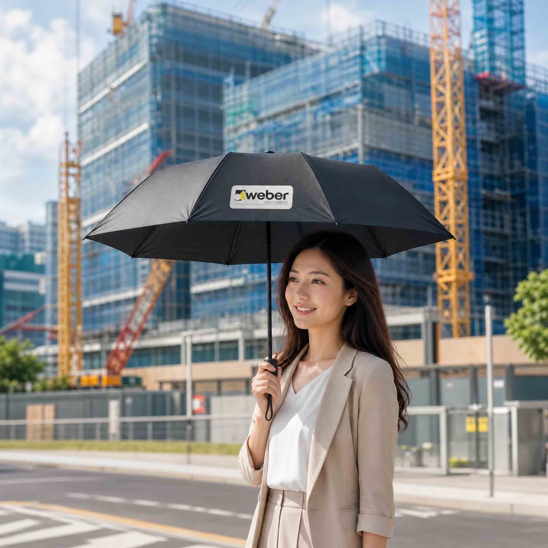 Saint-Gobain Weber 訂製 3 摺雨傘：建築材料品牌推廣案例
