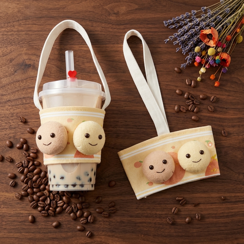 Custom Canvas Boba Cup Holder Carry Bag with Logo