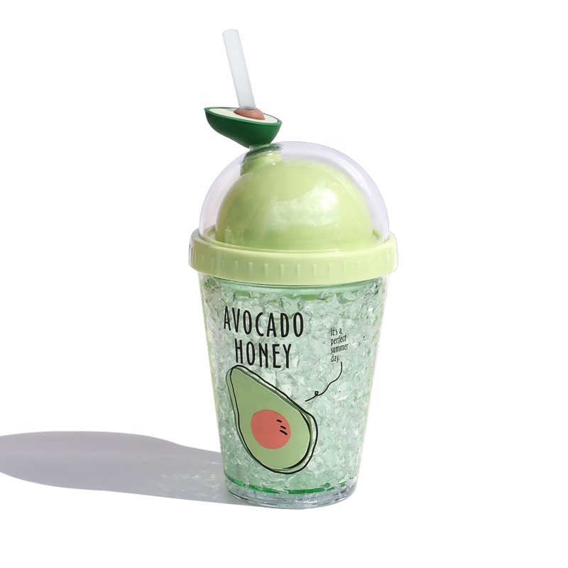Double Wall Plastic Mug with Lid and Straw