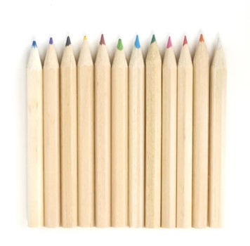 Colored pencils in wooden box