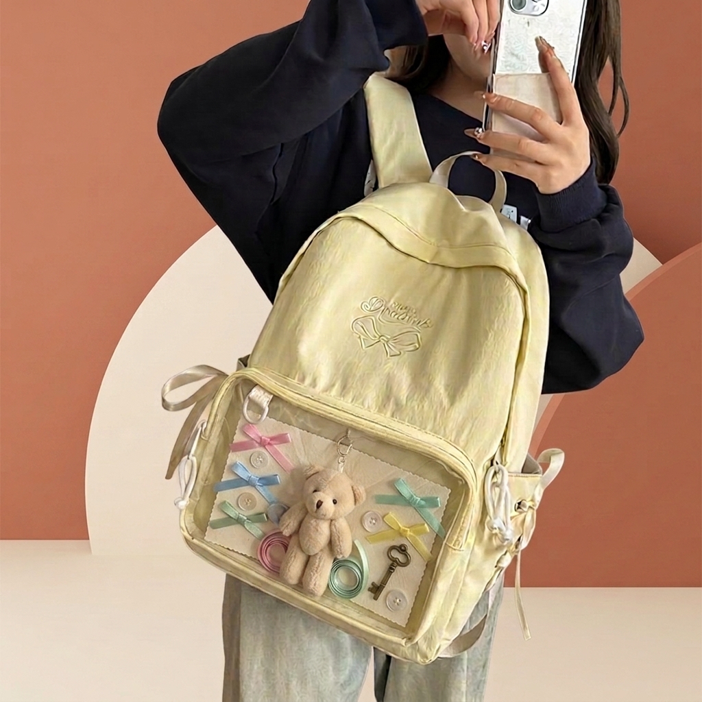 Custom Forest-Style Anime Cartoon Nylon Backpack with Curved Shoulder Straps