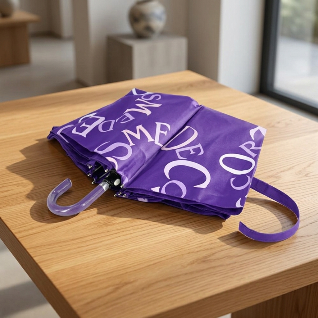 COSME DECORTE Deep Purple Foldable Umbrella | Premium Beauty Brand Asset