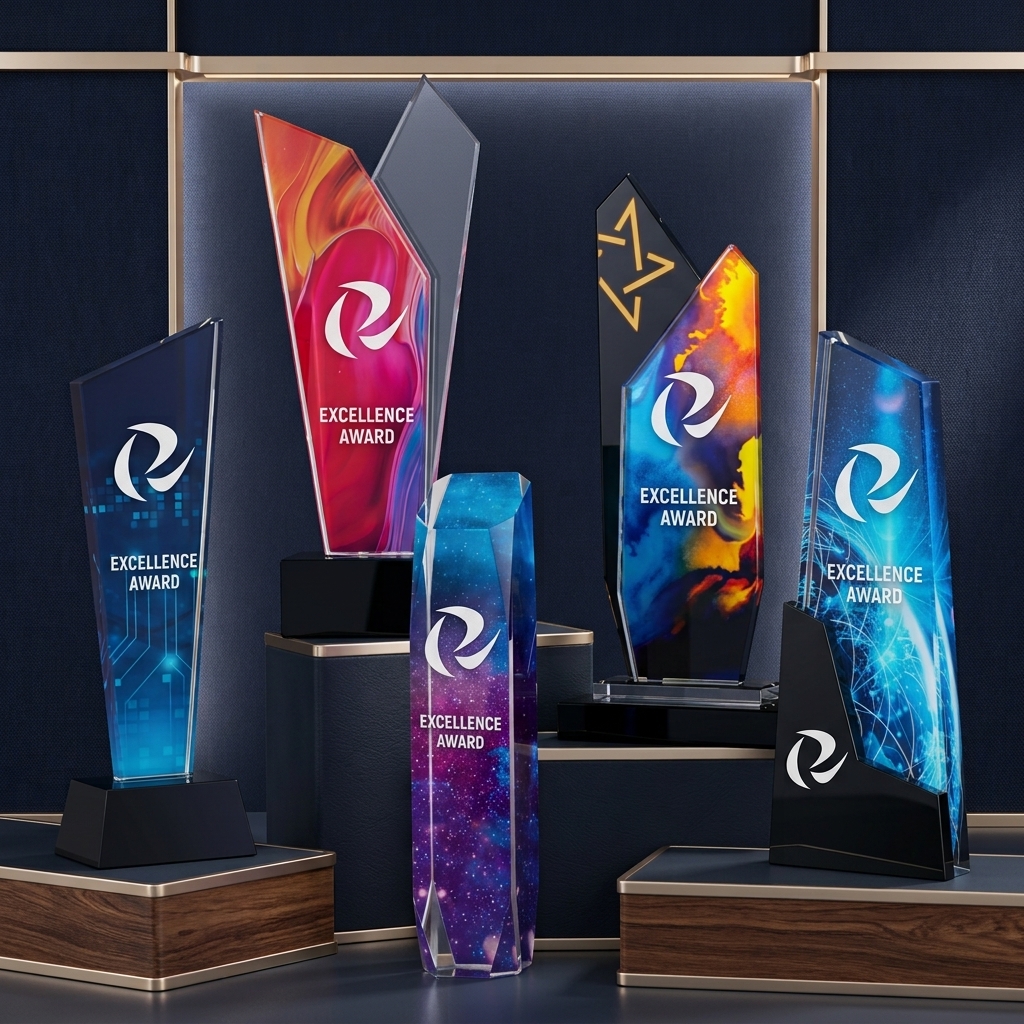 Crystal & Wood Award (Custom Logo)