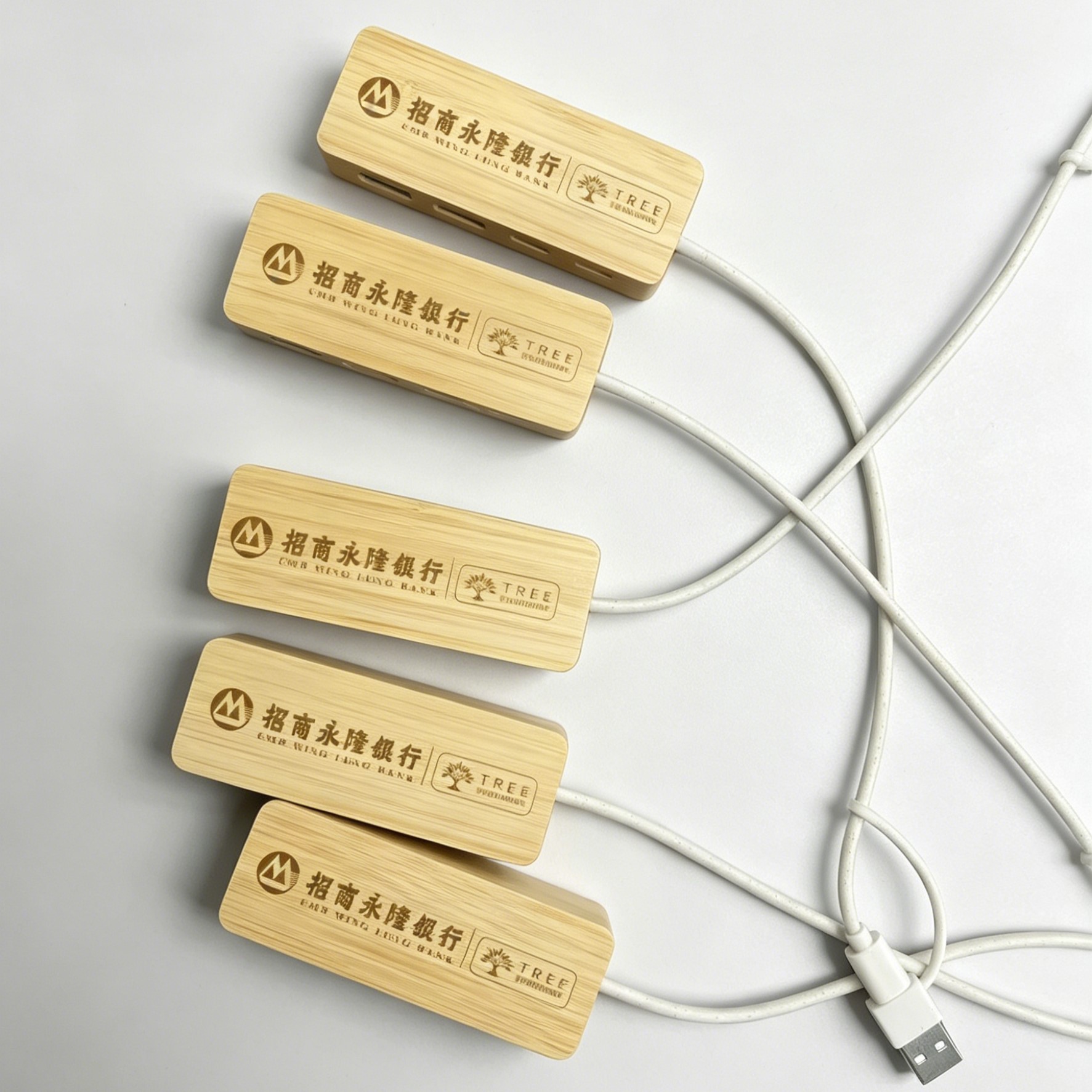 Bamboo Docking Station | Eco-Friendly Compact USB Hub Corporate Gift