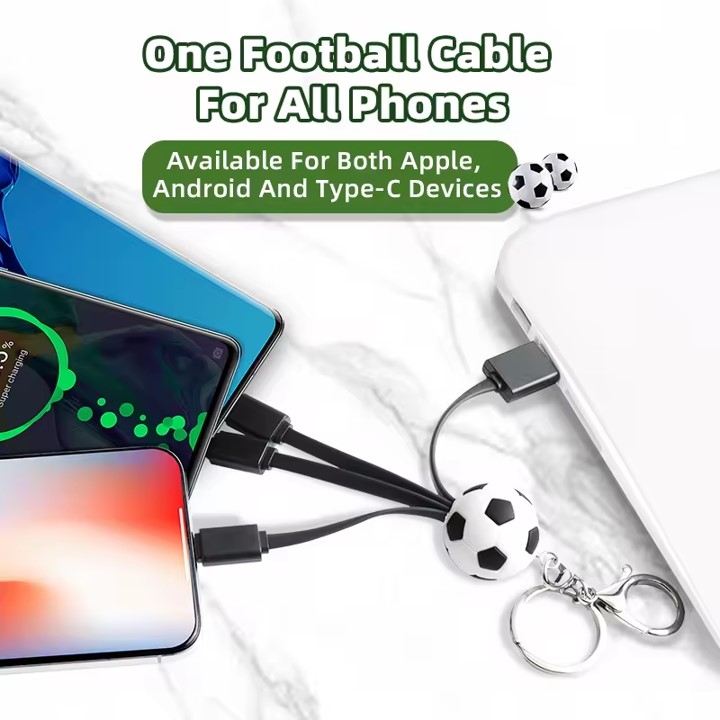 PVC客製化USB 3 合 1 充電線鎖匙扣