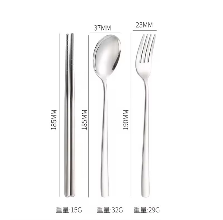 不銹鋼環保餐具套裝連手機架