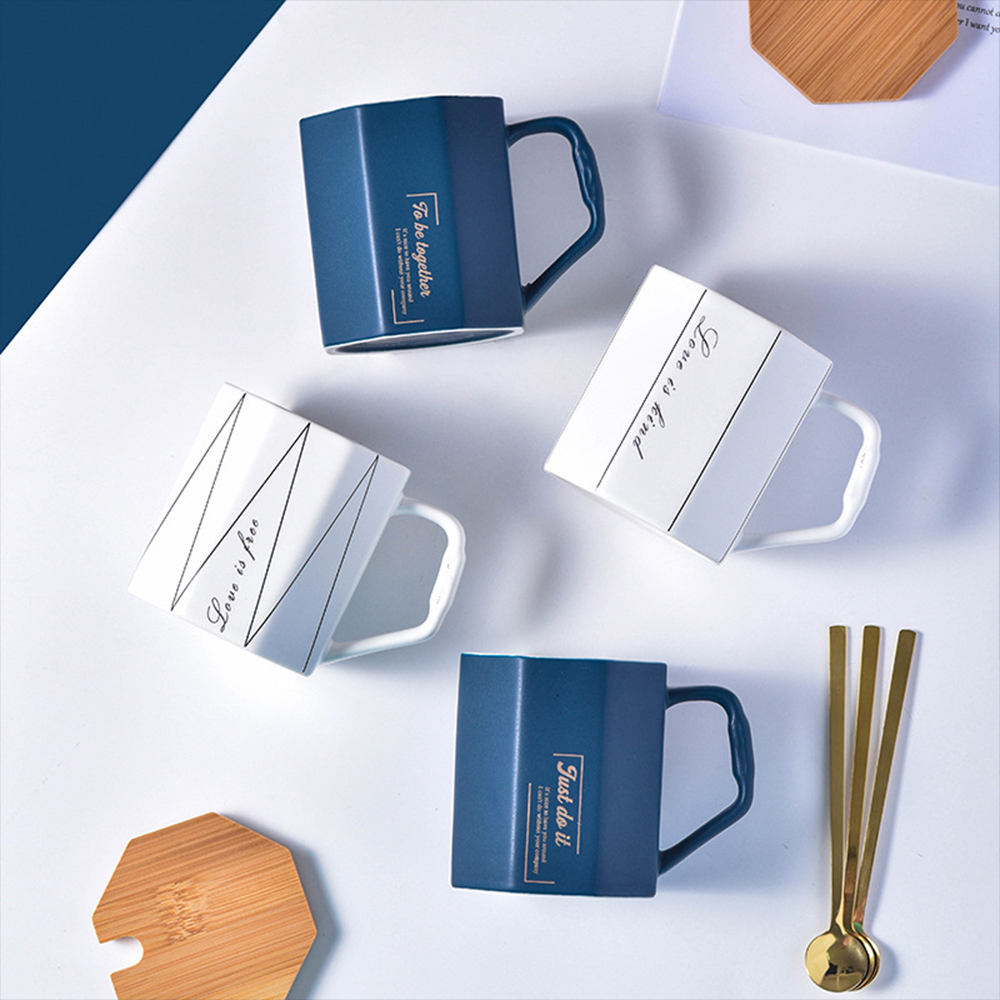 Octagon Ceramic Mugs with Lids