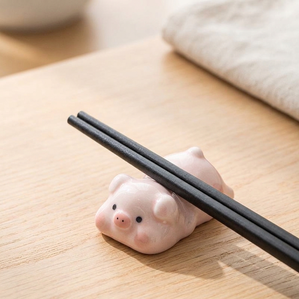 Cartoon Pig Ceramic Chopstick Holder