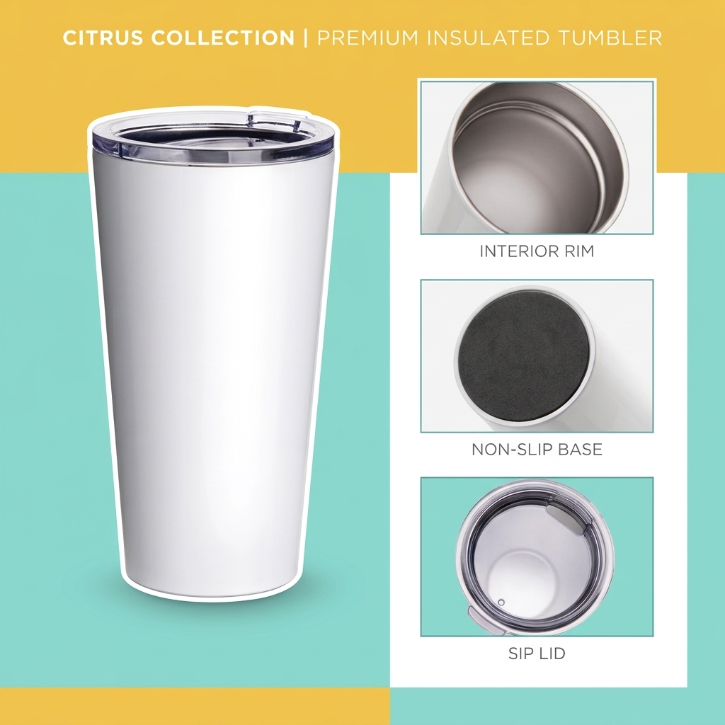 16oz 480ml  Coffee Tumbler (Glossy White)