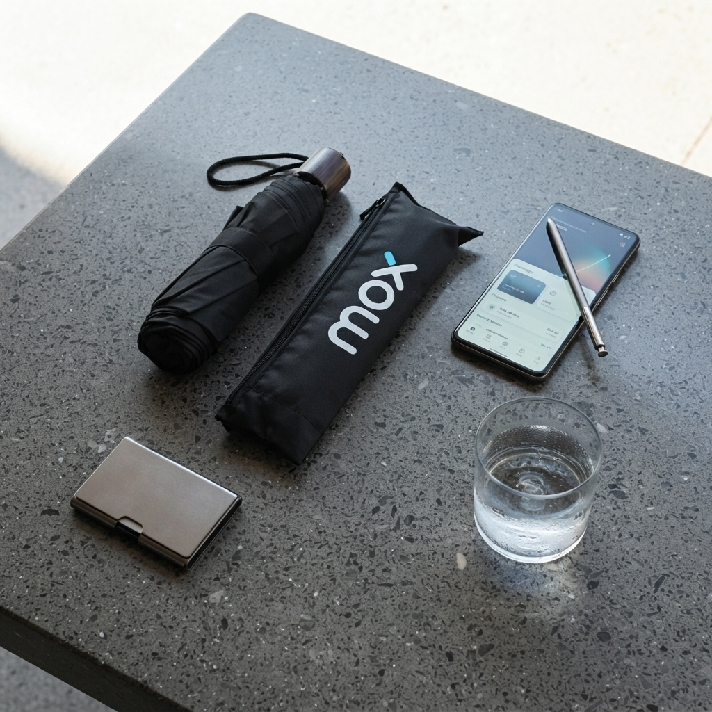 Mox Bank Minimalist Foldable Umbrella | FinTech Brand Engagement Asset