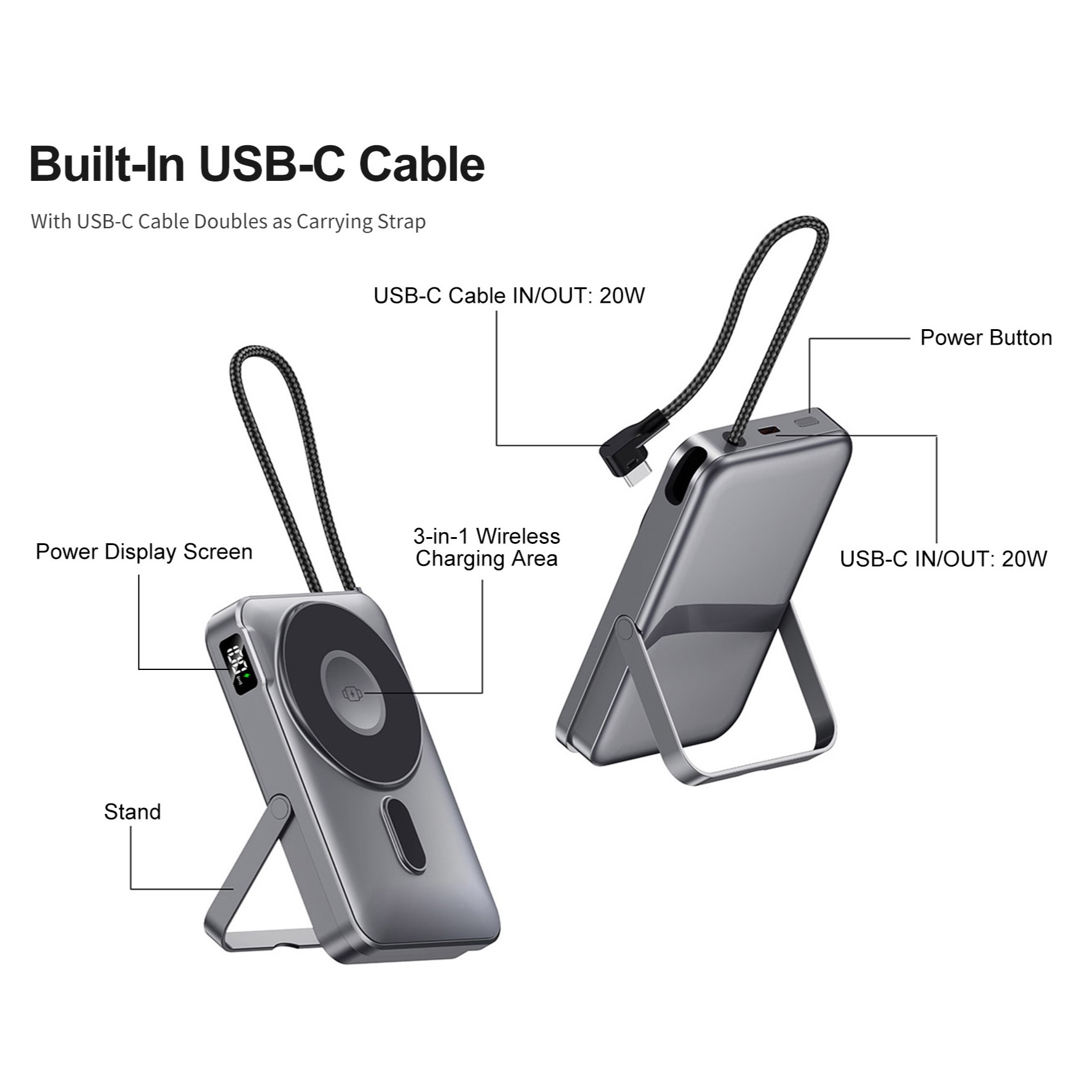 10000mAh 3-in-1 Magnetic Portable Power Bank