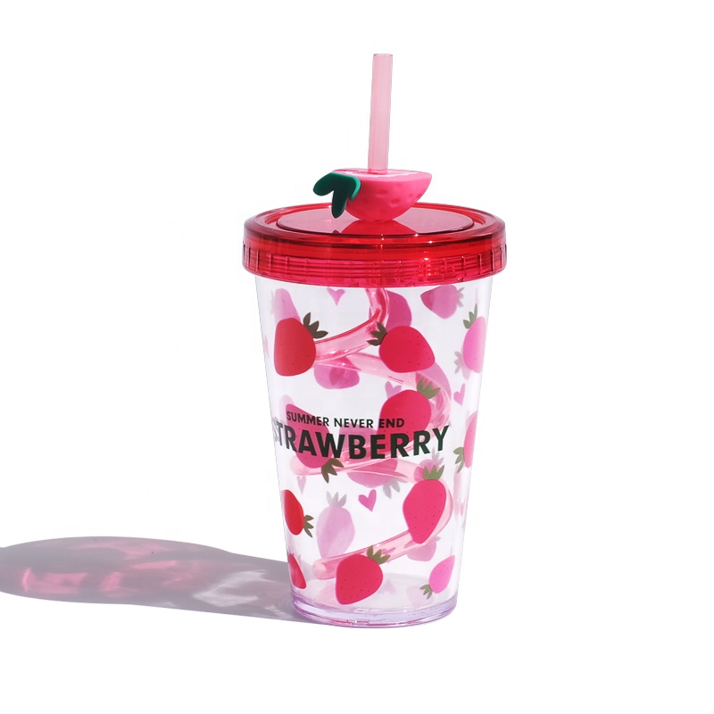 Single Wall Acrylic Cup with Straw