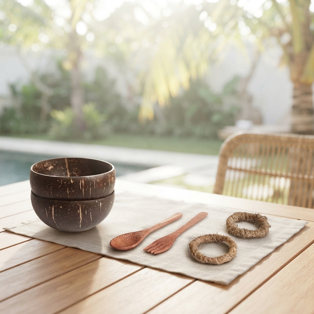 Natural Coconut Shell Bowl Gift Set