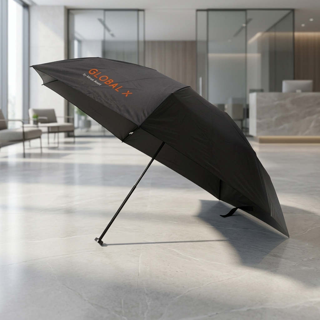 Global X ETFs Ultra-Light Foldable Umbrella | 127g Compact Financial Professional Series