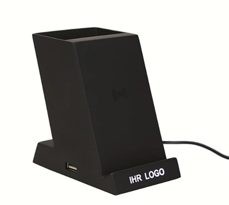 LED 燈徽標筆架 QI 無線充電器手機支架