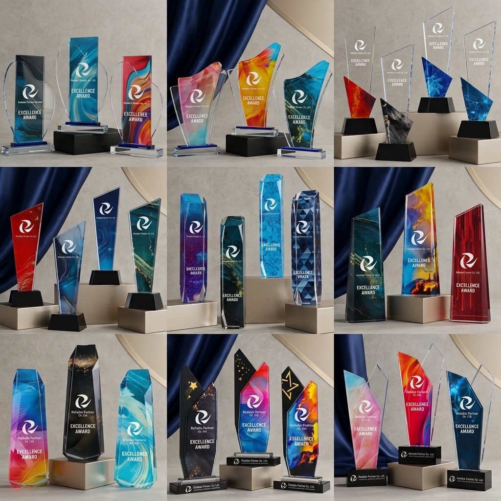 Crystal & Wood Award (Custom Logo)