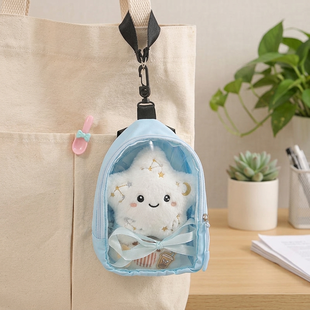 Custom Transparent 10 cm Doll Display Ita Bag with Straps