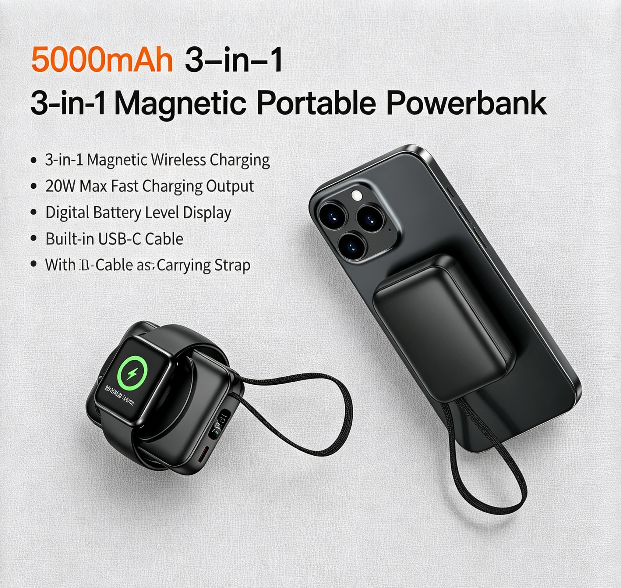 3-in-1 Magnetic Wireless Power Bank