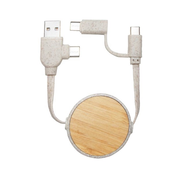 Wheat Straw Retractable 4-in-1 Charging Usb Cable