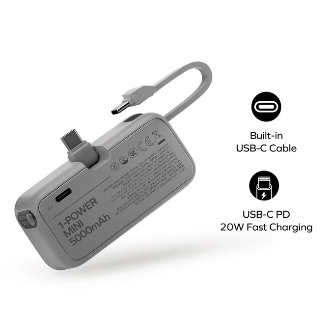Momax 1-Power Mini 5000mAh 内置可折叠USB-C移動電源 (CCC 認證)