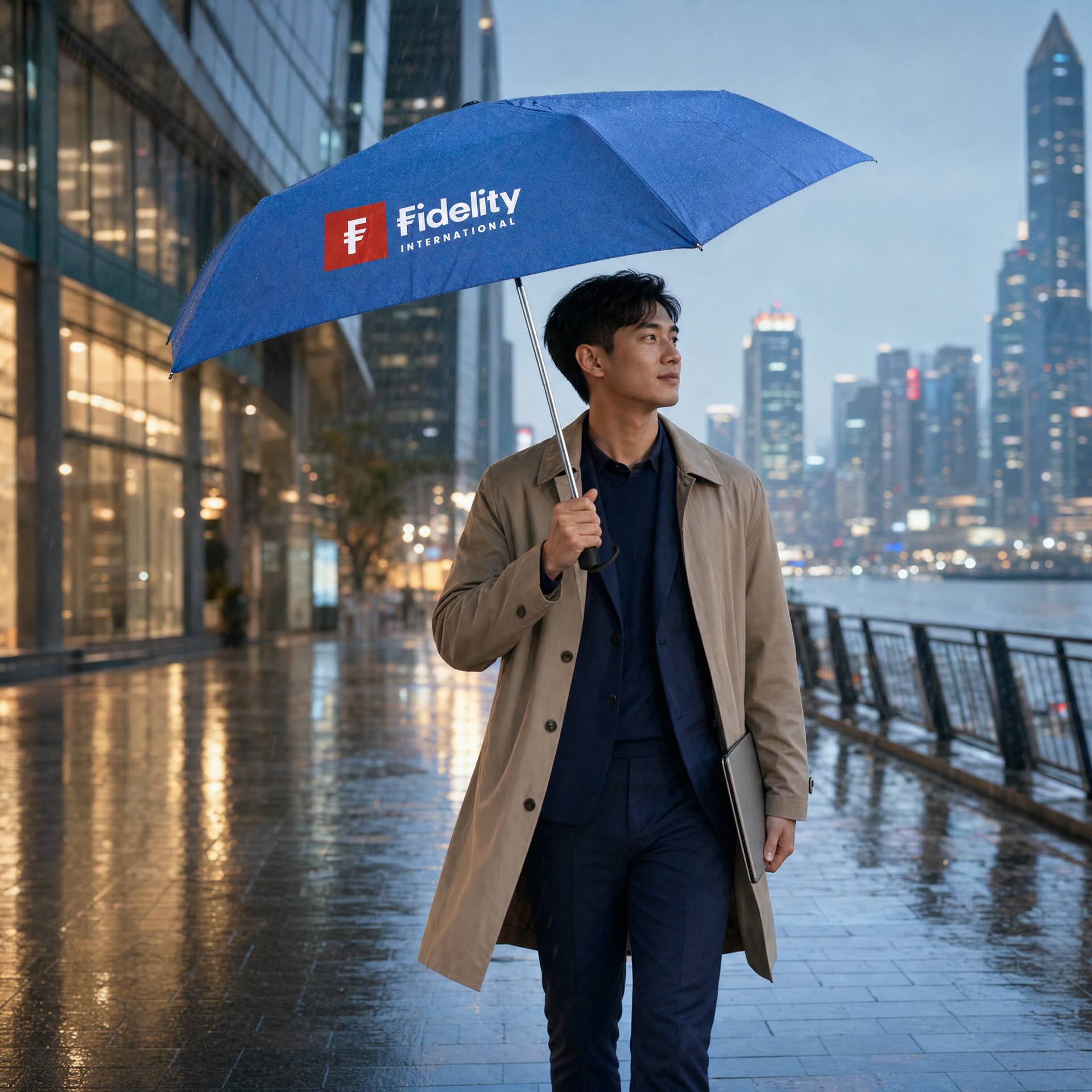 3摺伸縮晴雨傘（Fidelity 企業禮品案例）