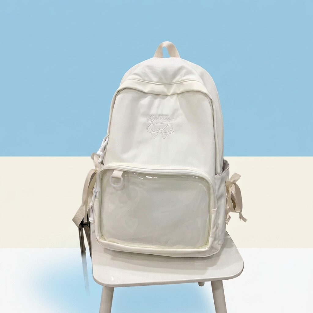 Custom Forest-Style Anime Cartoon Nylon Backpack with Curved Shoulder Straps