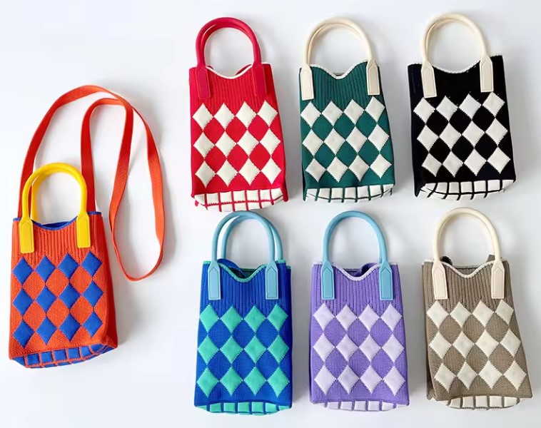 Knitted Satchel Mini Crossbody Tote Bag