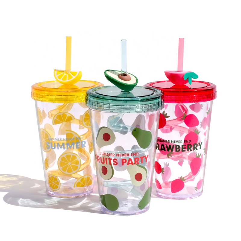 Single Wall Acrylic Cup with Straw