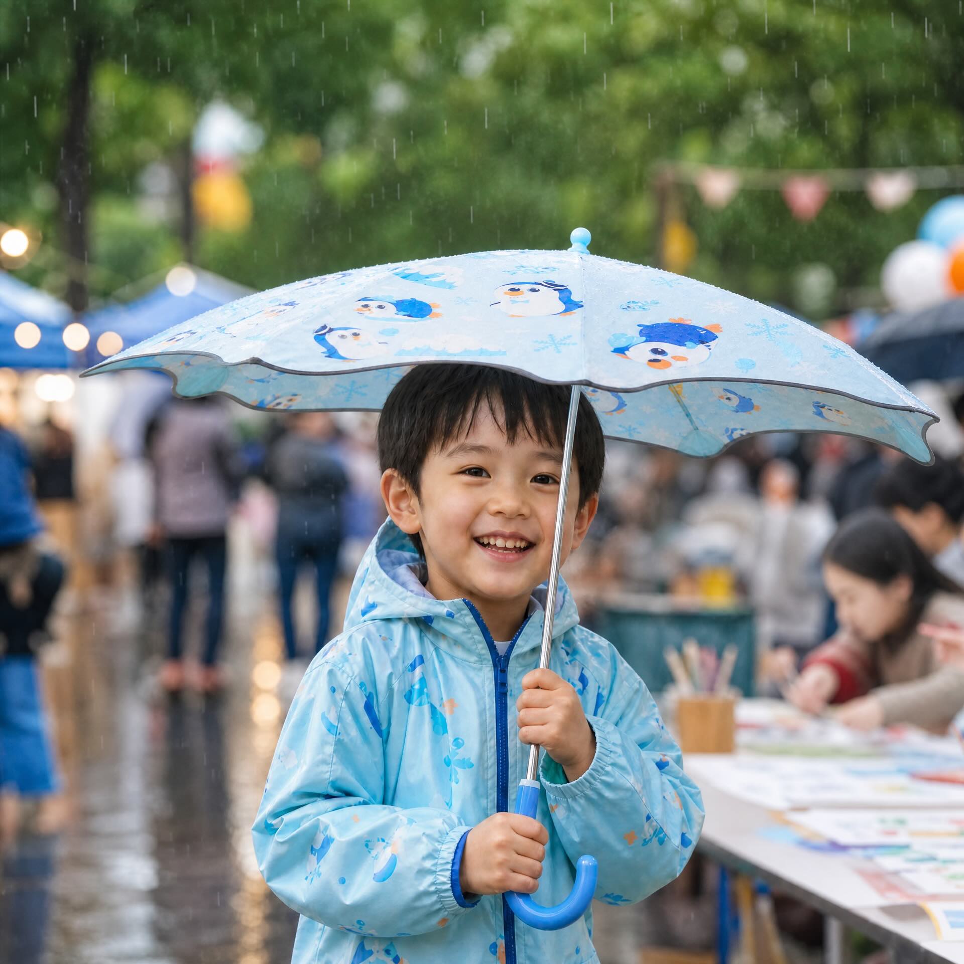 兒童雨傘（家庭活動插畫設計示例）