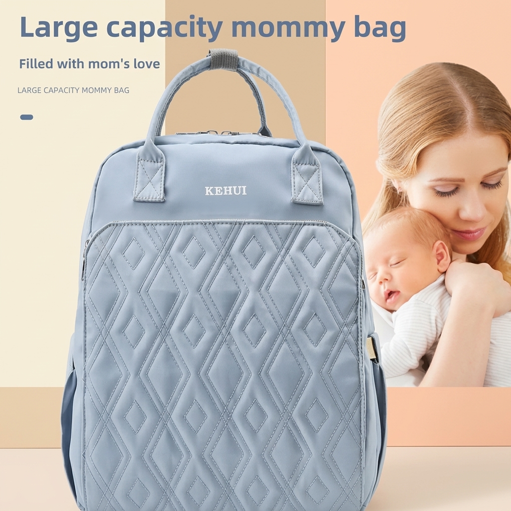 Quilted Embroidery Mommy Bag Backpack