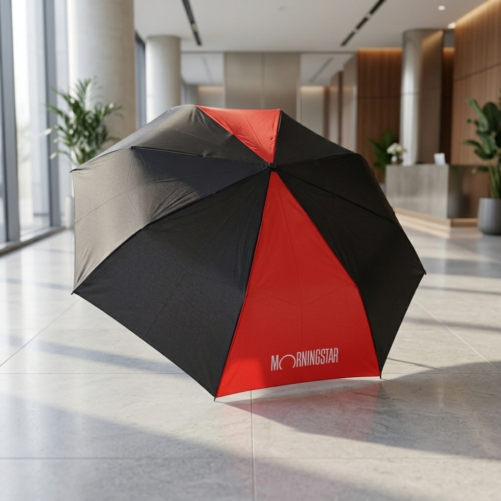 Morningstar Custom 3-Fold Umbrella | 360° All-Round Brand Placement & Zipper Pouch Design