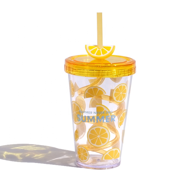 Single Wall Acrylic Cup with Straw