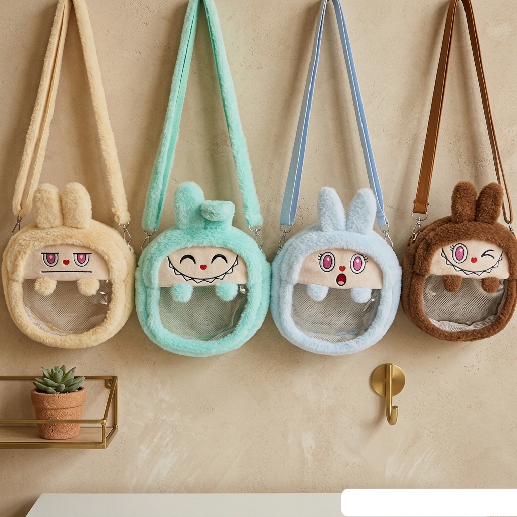 Custom Cartoon Plush Shoulder Bag & Mini Backpack with PP Cotton Filling