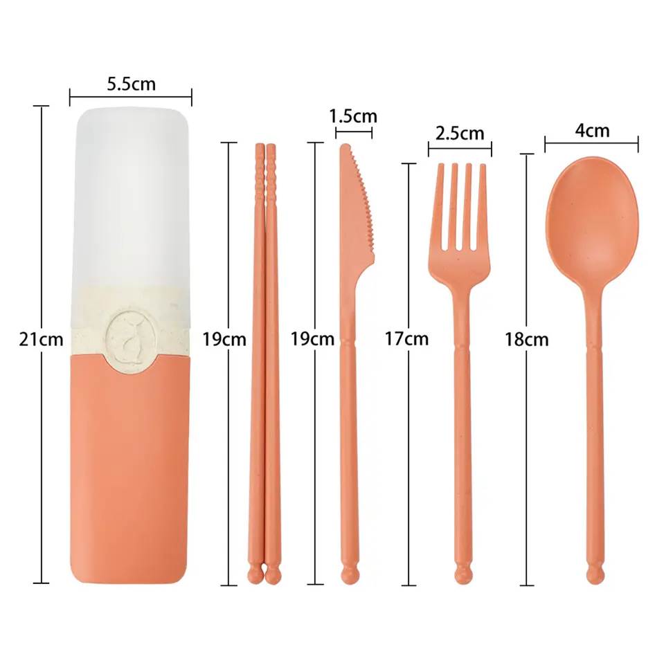 Wheat Straw Cutlery Set with Semi-Transparent Case