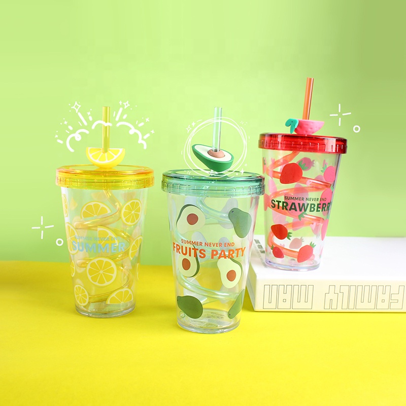 Single Wall Acrylic Cup with Straw