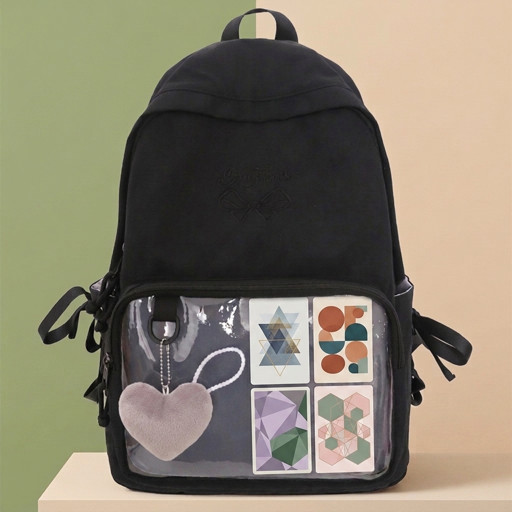 Custom Forest-Style Anime Cartoon Nylon Backpack with Curved Shoulder Straps