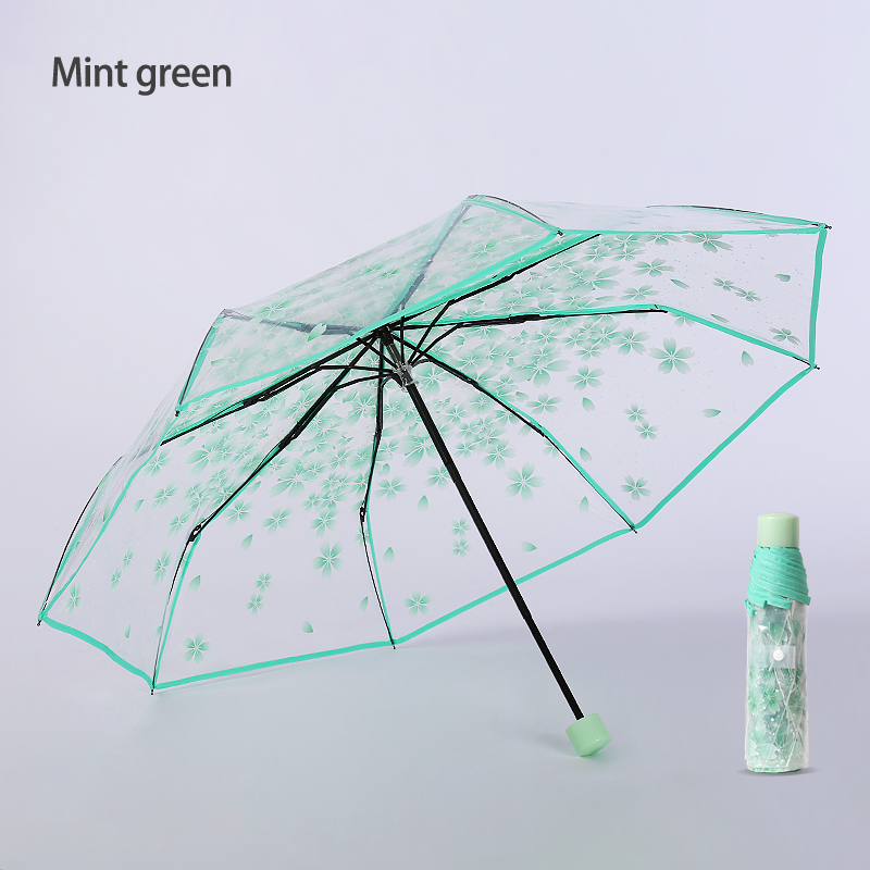 可摺疊 POE 透明雨傘（美妝及健康品牌示例）| 邊框與印刷自訂選項